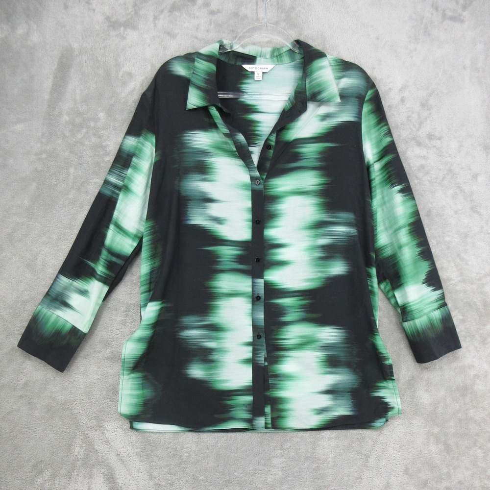 Autograph Shirt Womens Size 8 Abstract Print Cotton Silk Blend Artsy Art to Wear